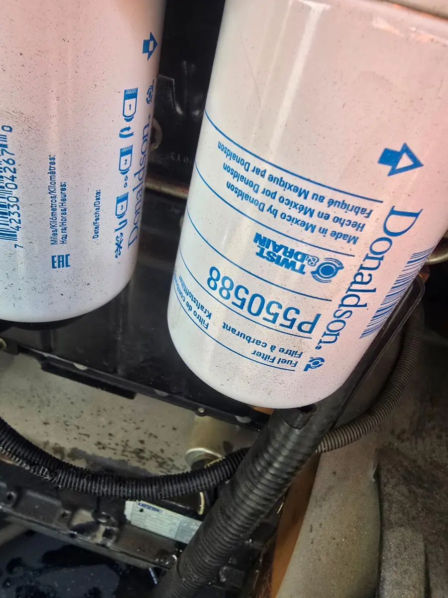 Donaldson fuel filters fitted to a diesel generator during a routine service