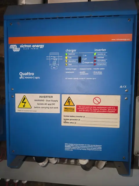 Victron Quattro 48 V 10 kVA inverter/charger installed for backup power